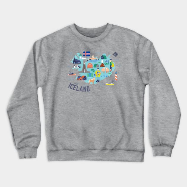 Iceland - Popular Sites of Iceland Crewneck Sweatshirt by Mrs. Honey's Hive